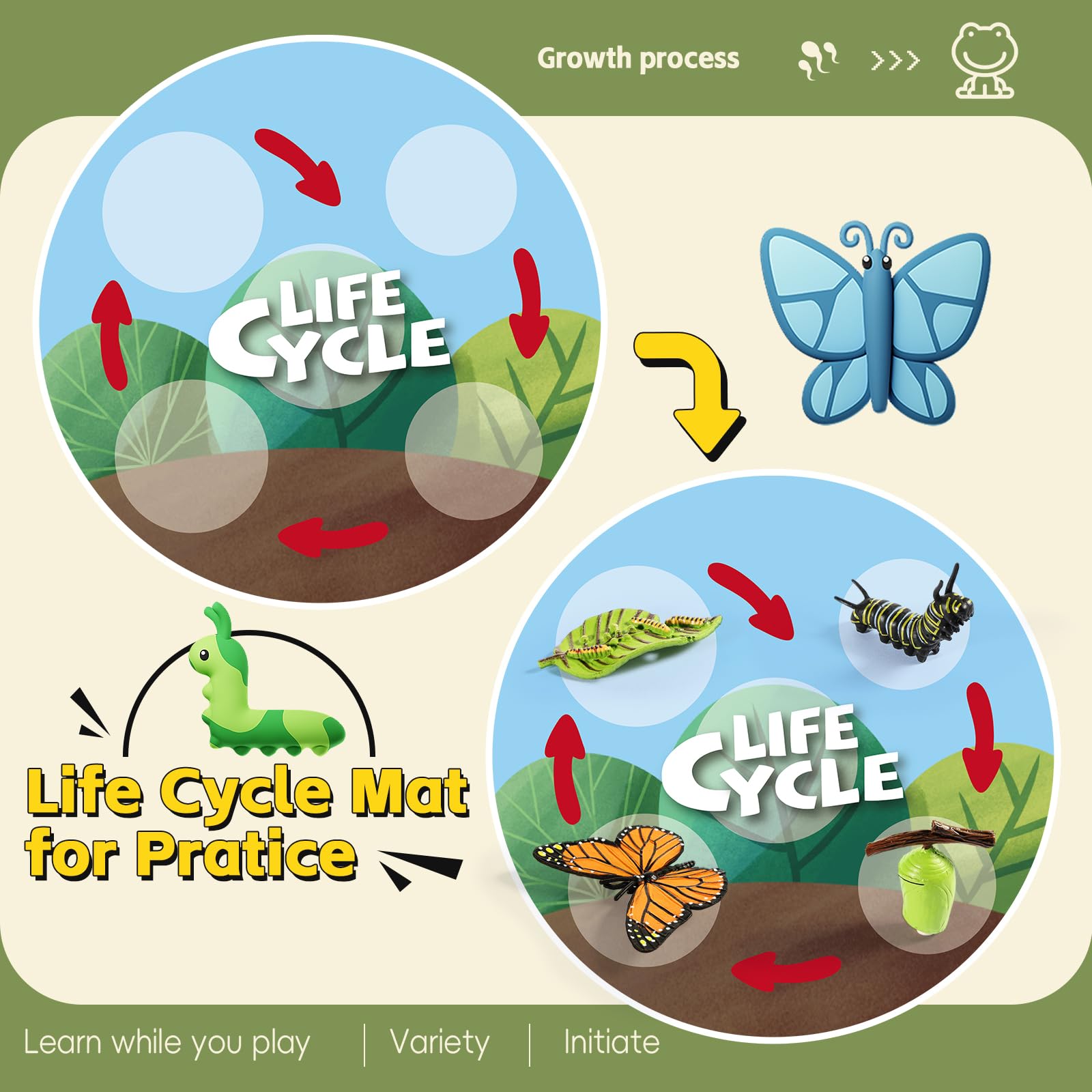 Aprilwolf Life Cycle Kit bee figure enhances understanding of pollination cycles.
