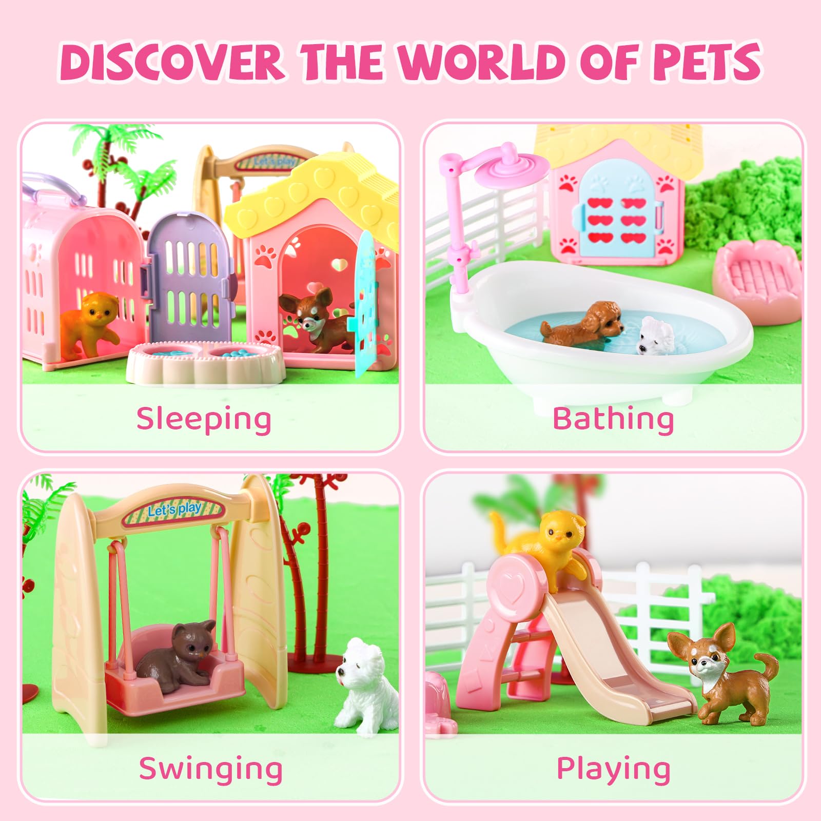 Aprilwolf pet house with fences and trees for cozy play zones.