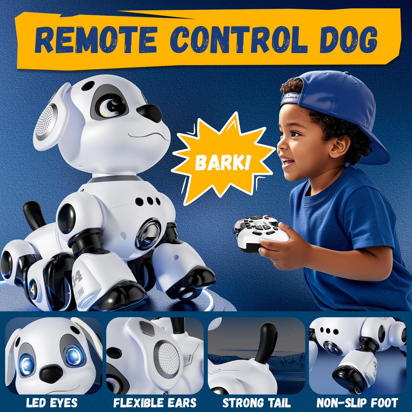 Aprilwolf RC stunt robot dog patrol mode navigating the room