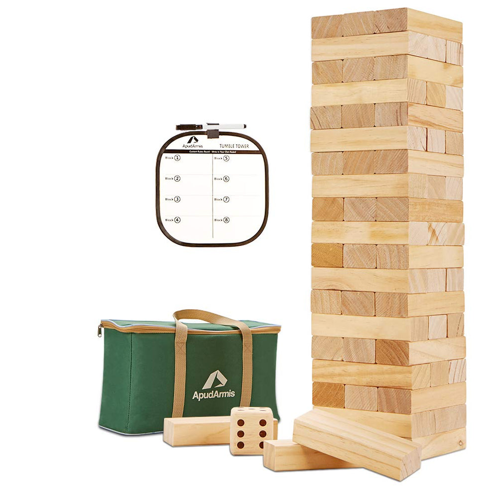 ApudArmis Tumble Tower 60-piece pine blocks for family stacking fun