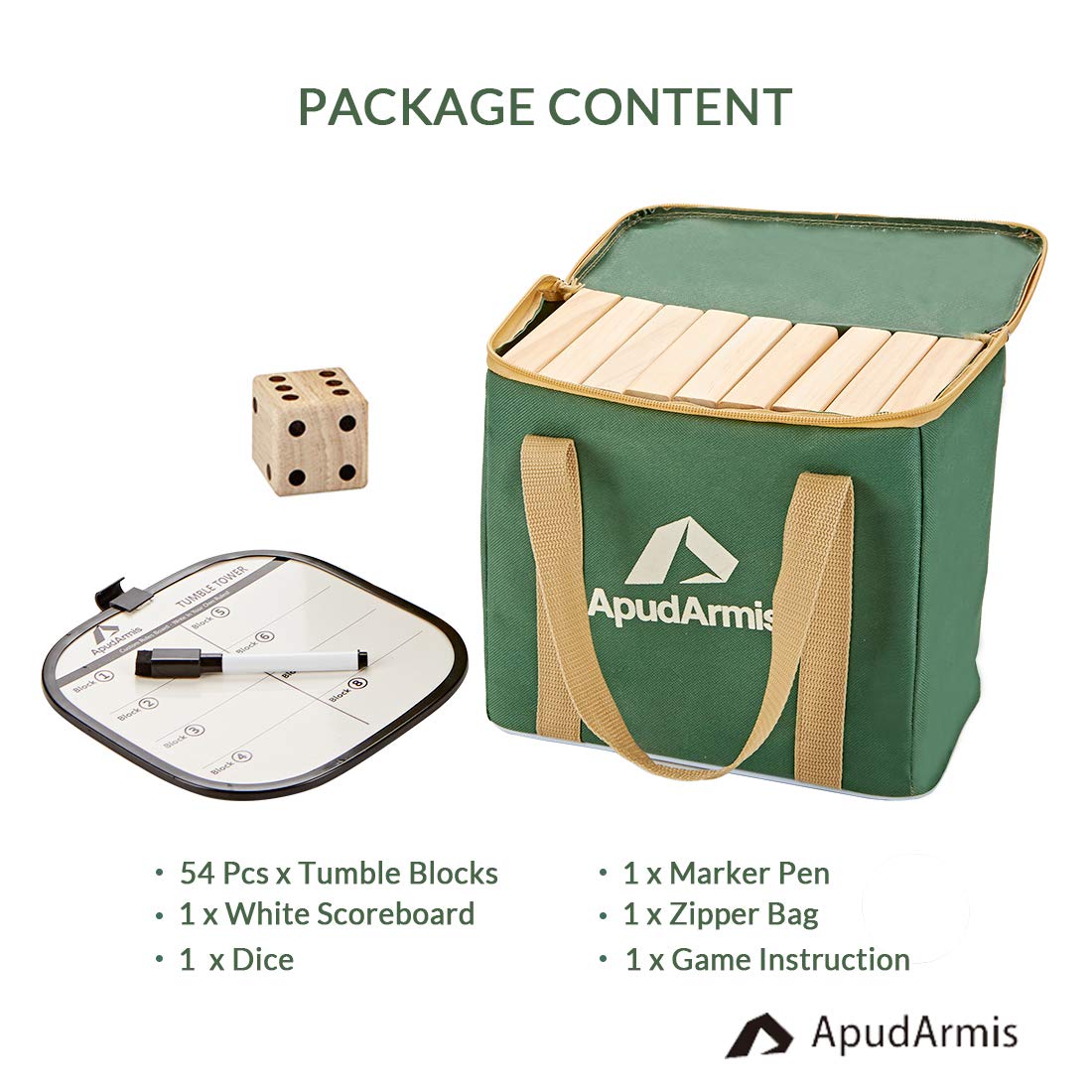 ApudArmis Giant Tumble Tower family play brings friends and fun outdoors.