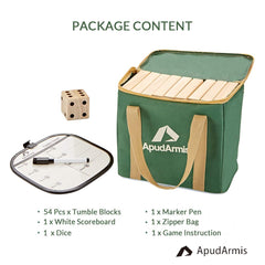 ApudArmis Giant Tumble Tower family play brings friends and fun outdoors.