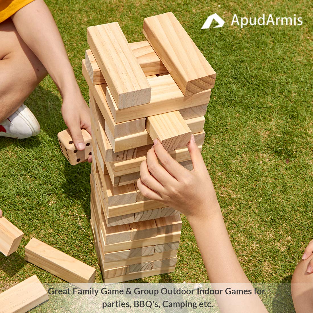 ApudArmis Giant Tumble Tower pinewood blocks with rounded edges feel safe and durable.