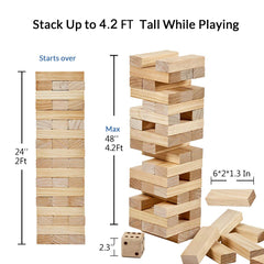ApudArmis Giant Tumble Tower at two feet tall offers accessible play and easy setup.