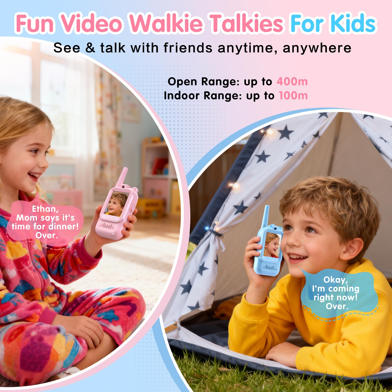APZYI video walkie talkies camera with USB-C charging for quick, long-lasting power.