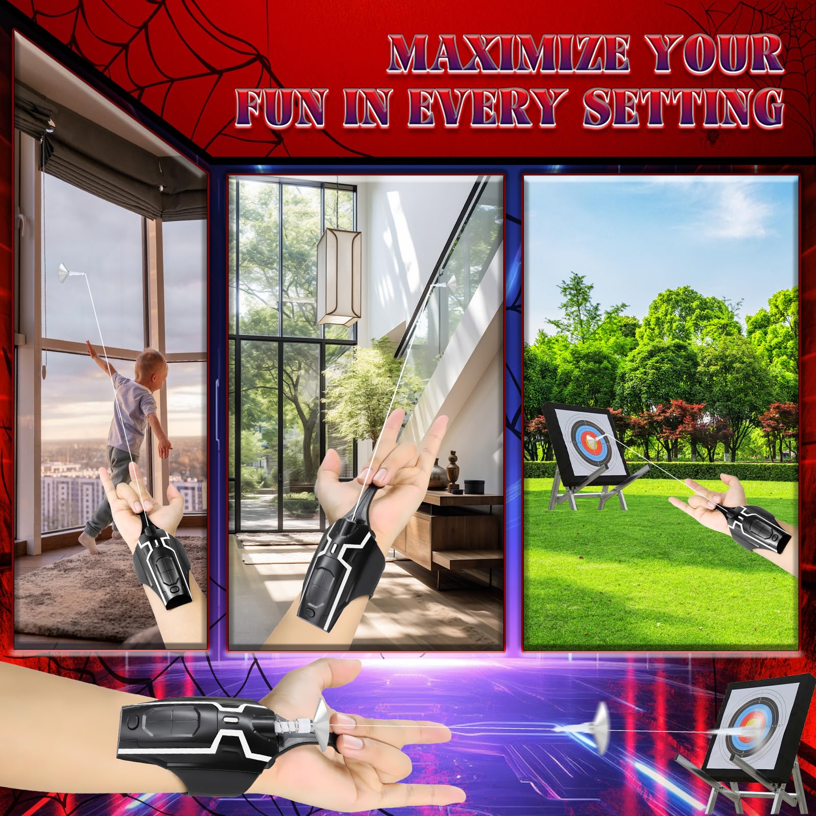 AQEWK Spider Web Launcher as cosplay companion for Halloween and parties.