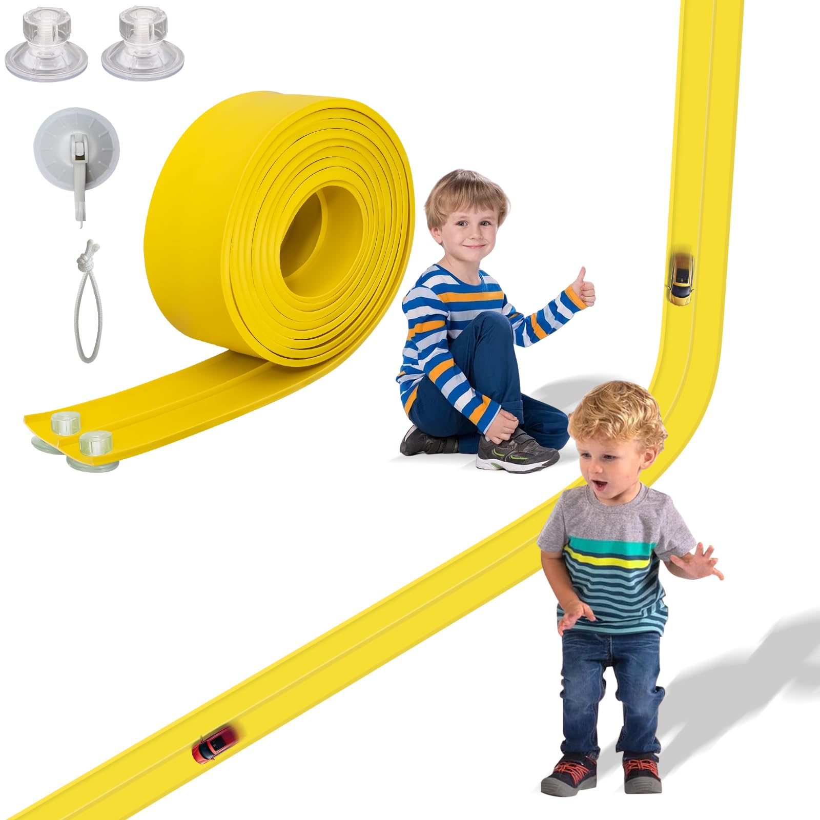 AQFR Flex Track 15 Ft Bendable Track laid out on a coffee table for creative play