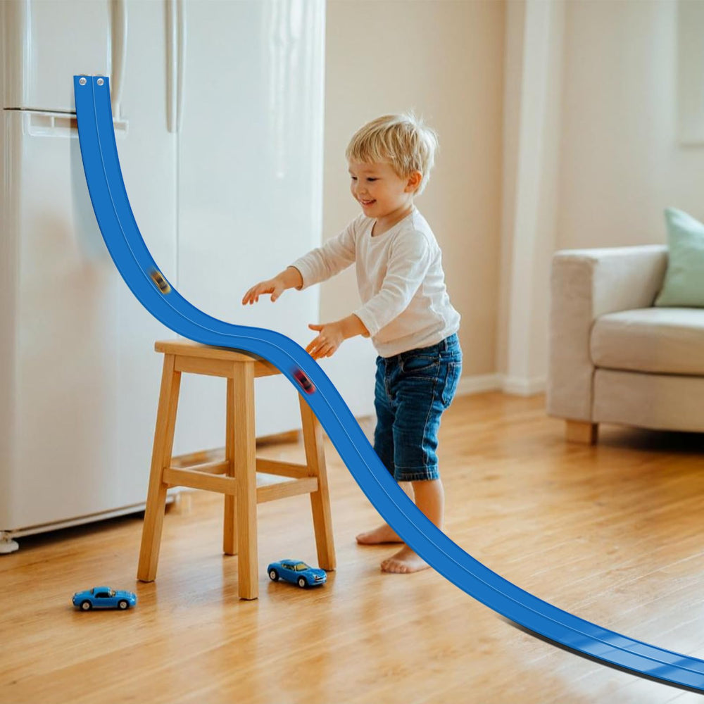 AQFR Flex Track 15ft starter set blue suitable for ages 3 and up for imaginative play.