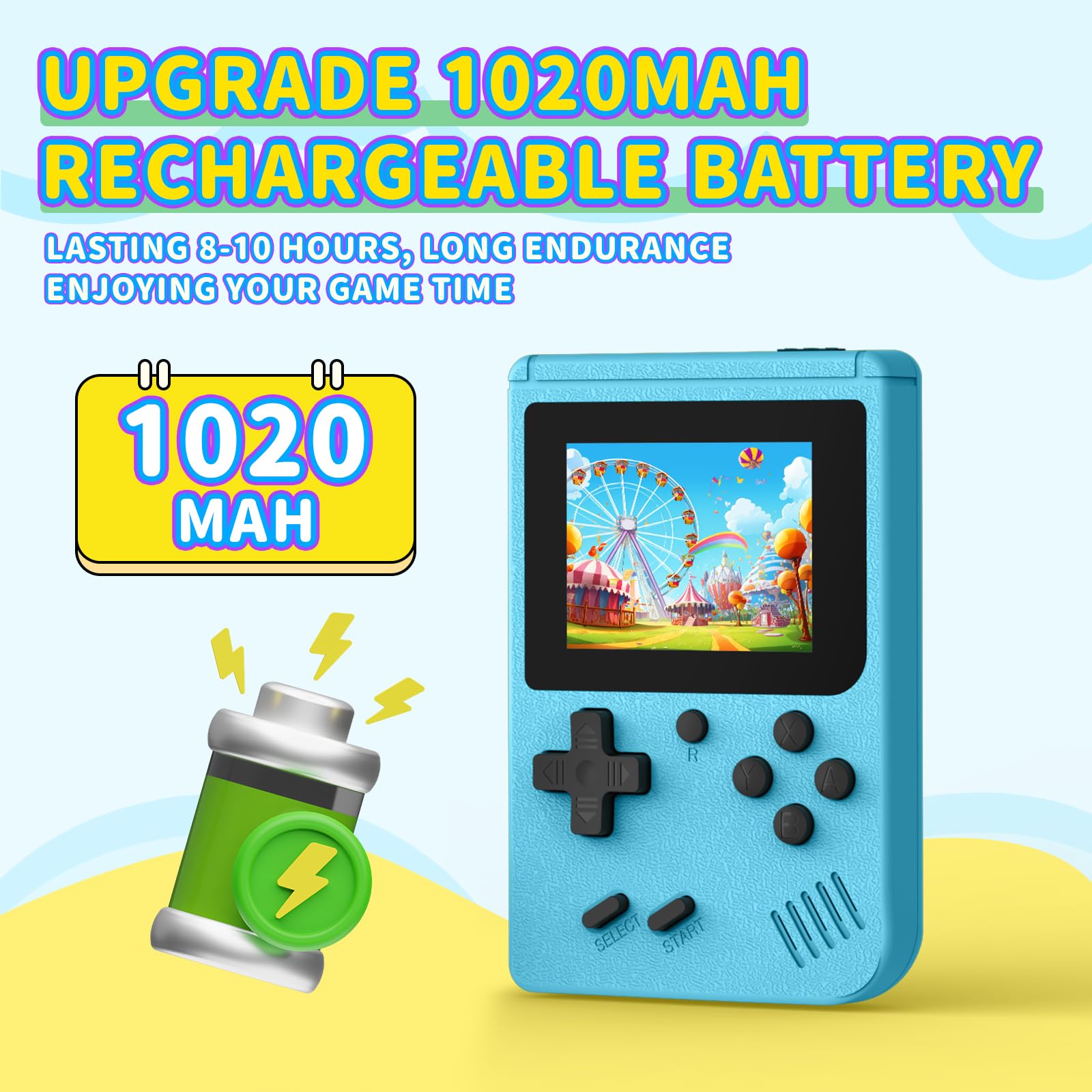 AQHH Mini Plus blue back view, slim design fits in a bag for endless play.