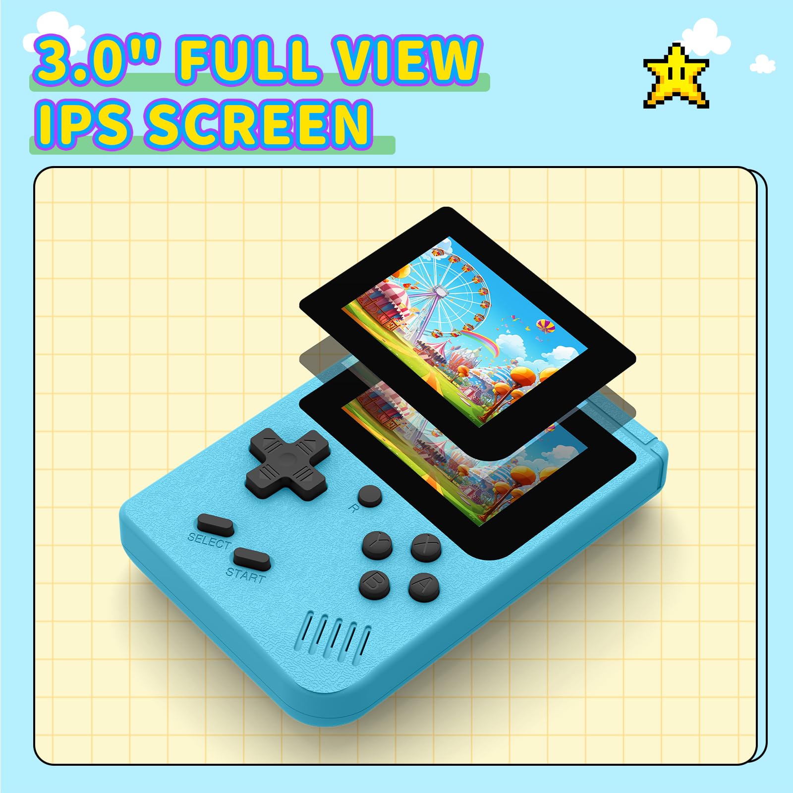 AQHH Mini Plus blue side view, compact handheld for travel breaks.