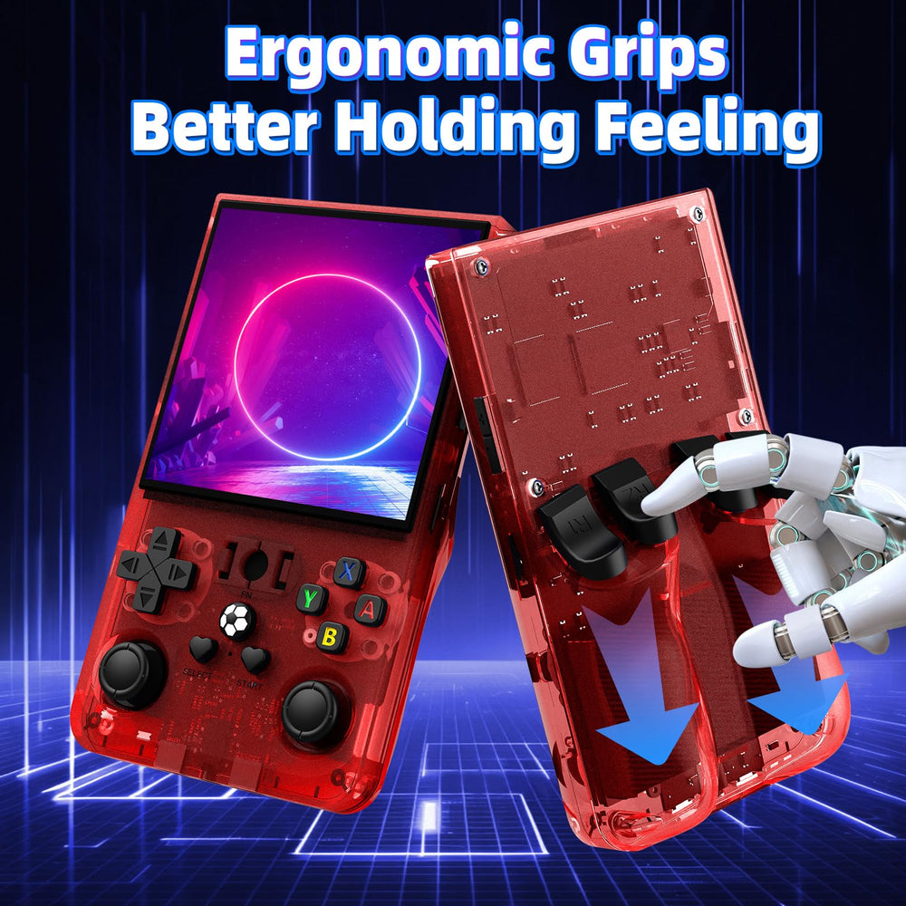 AQHH R36MAX 64GB storage and 30+ emulators enable instant retro libraries.
