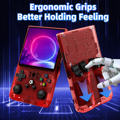 AQHH R36MAX 64GB storage and 30+ emulators enable instant retro libraries.