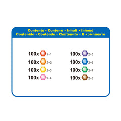 Aquabeads spread showing eight jewel bead colors for varied designs and palette choice