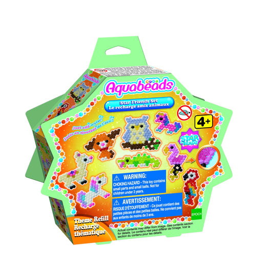 Aquabeads front packaging showing Star Friends set and templates for easy selection