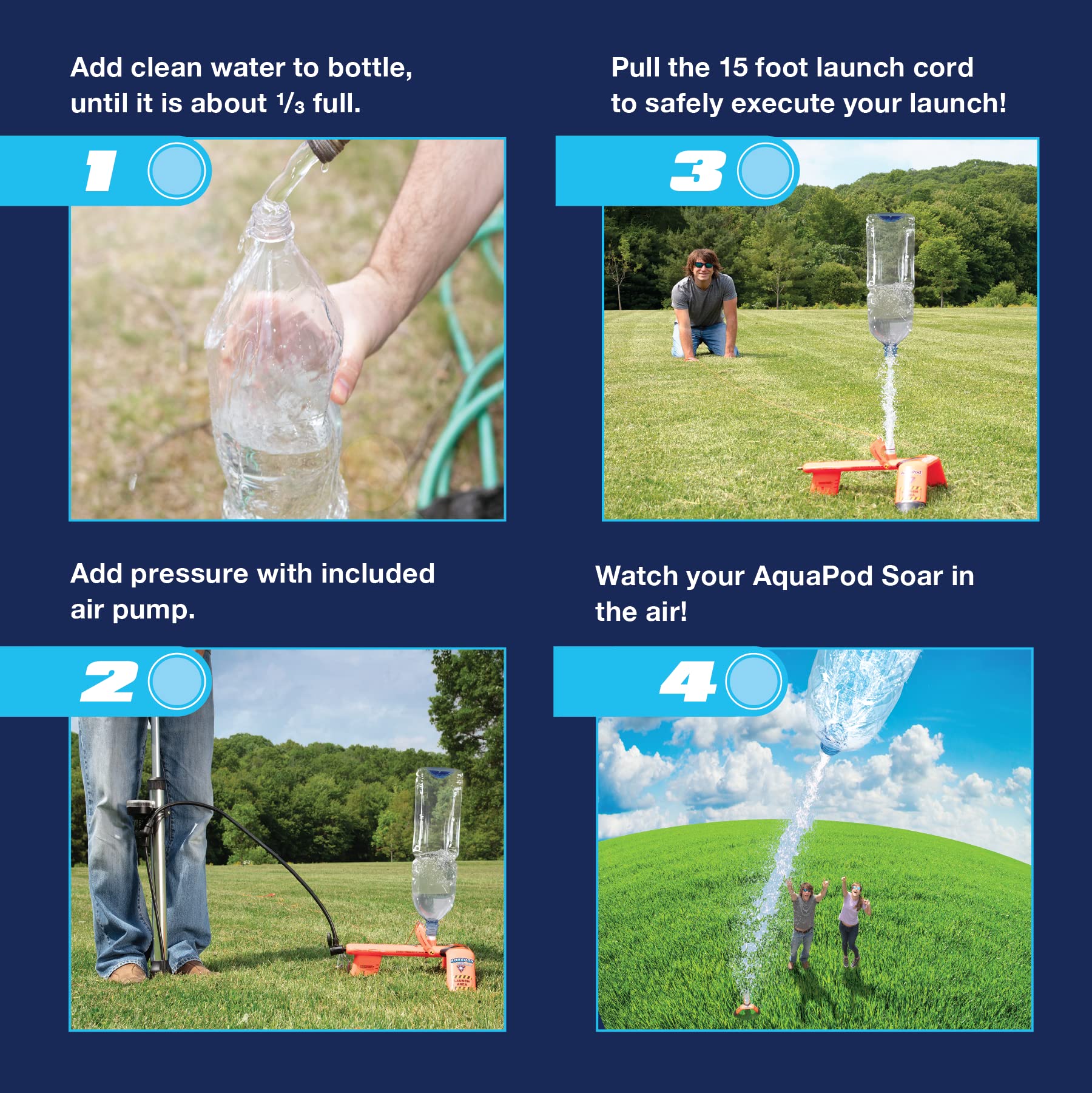 Aquapod promotes STEM learning through air pressure and propulsion concepts.