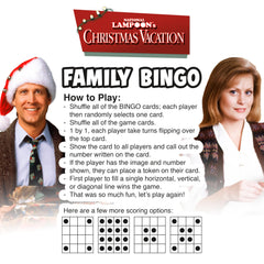 Aquarius Christmas Vacation Bingo 48 game cards showcase varied challenges for lively rounds.