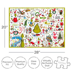 AQUARIUS Grinch puzzle with 1000 pieces laid out for a satisfying challenge.