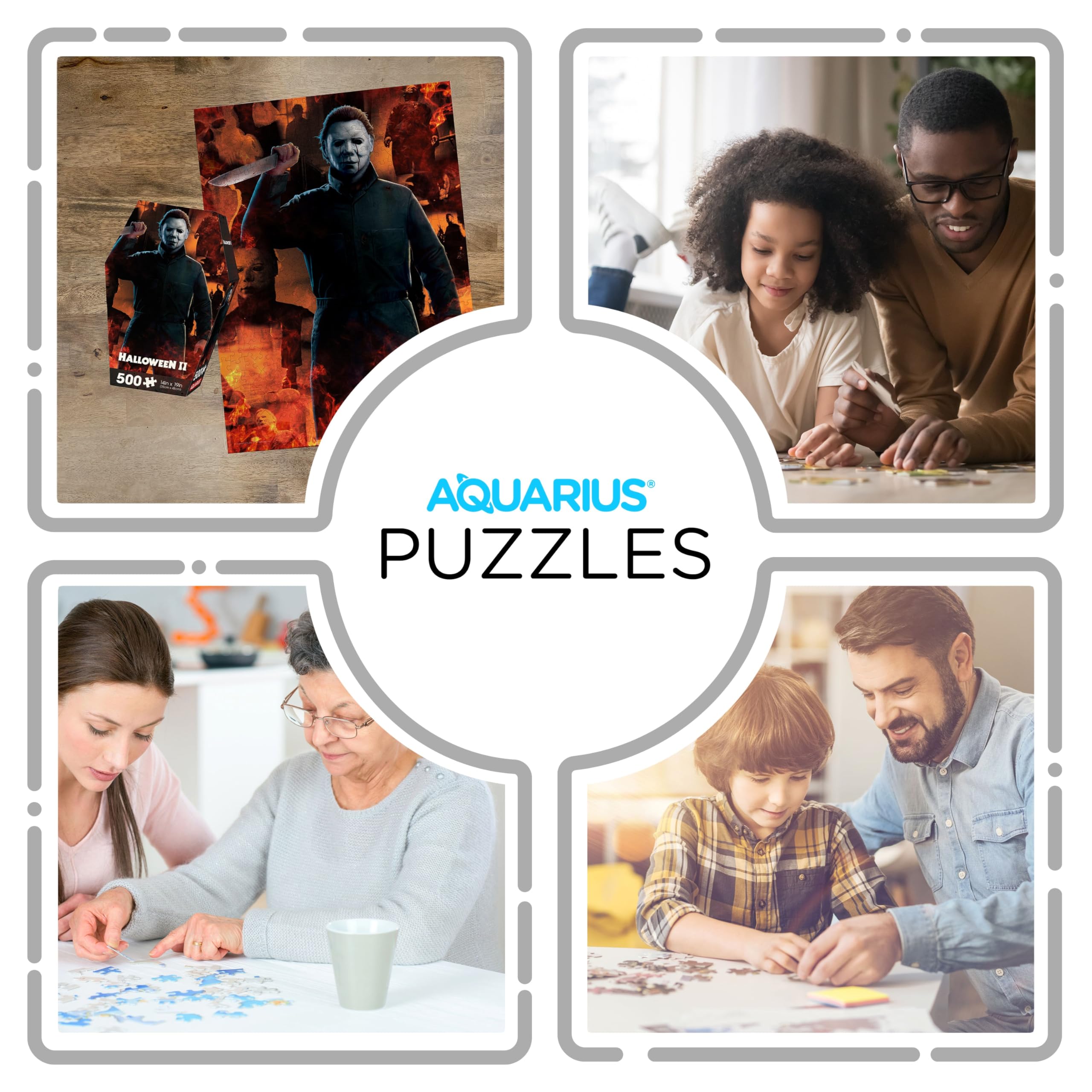 AQUARIUS Halloween II puzzle 14x19 dimensions, a manageable yet satisfying finished size.