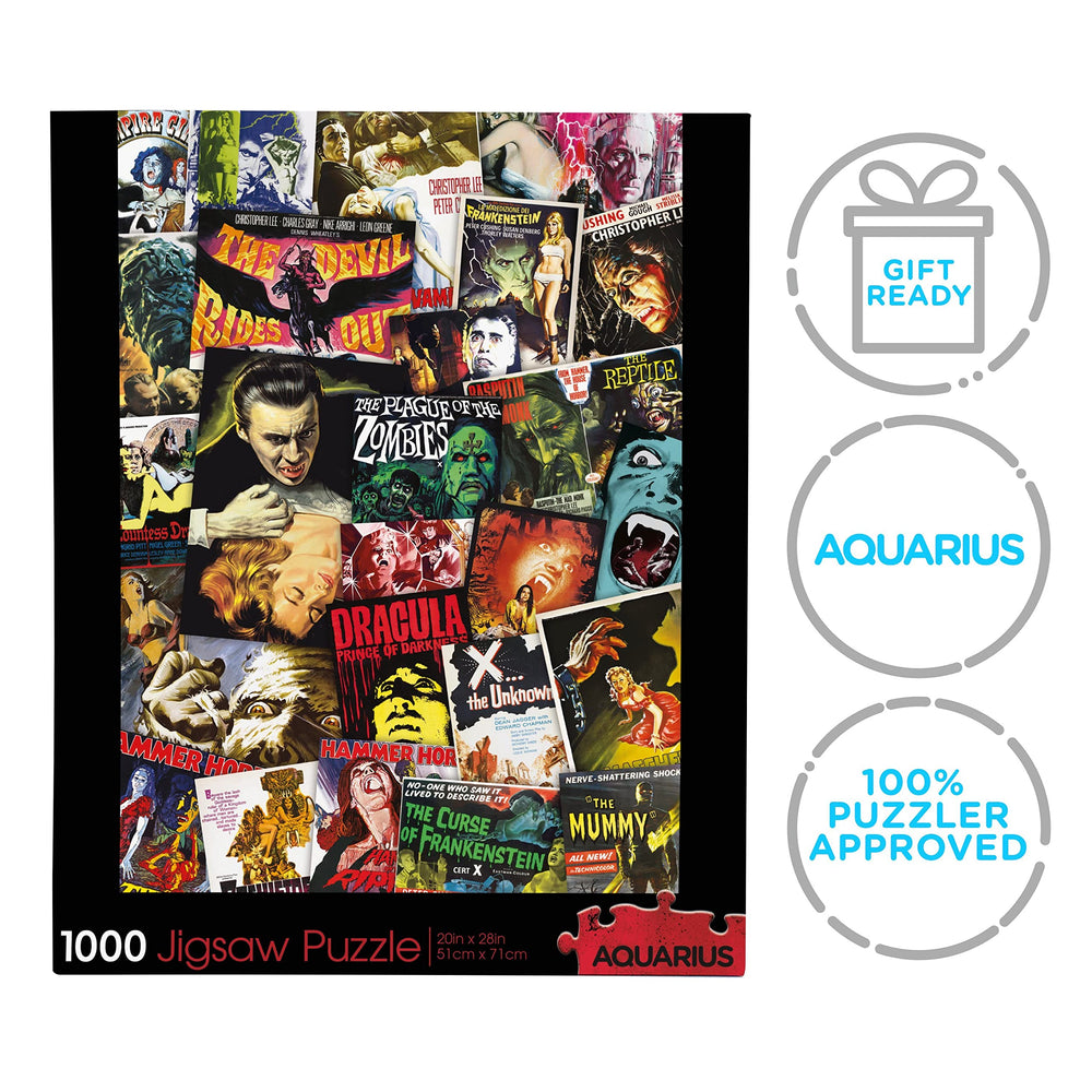 AQUARIUS 1000-piece puzzle showing a vivid horror collage for puzzle lovers