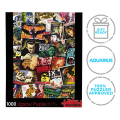 AQUARIUS 1000-piece puzzle showing a vivid horror collage for puzzle lovers