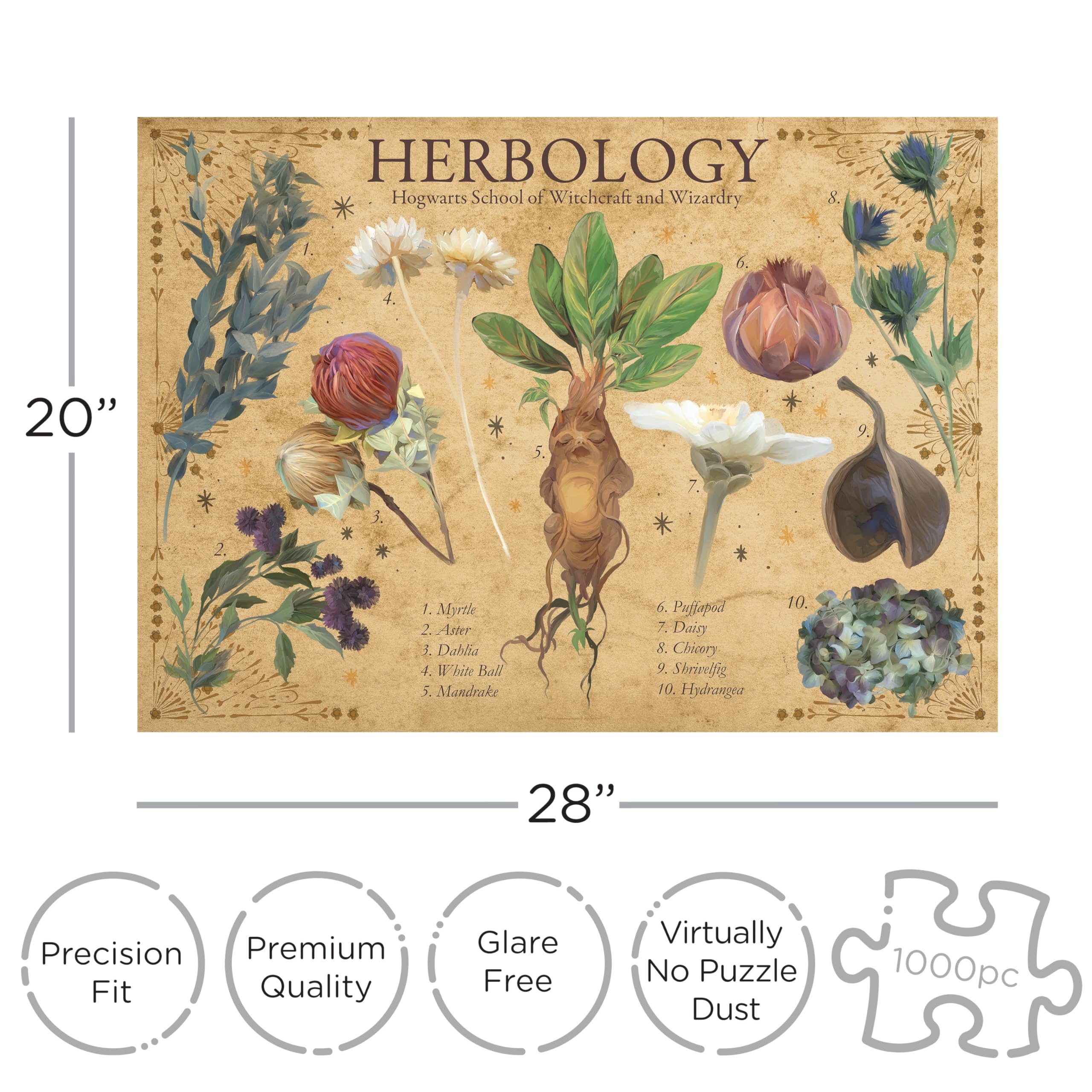 AQUARIUS Harry Potter Herbology puzzle art detail and vibrant colors