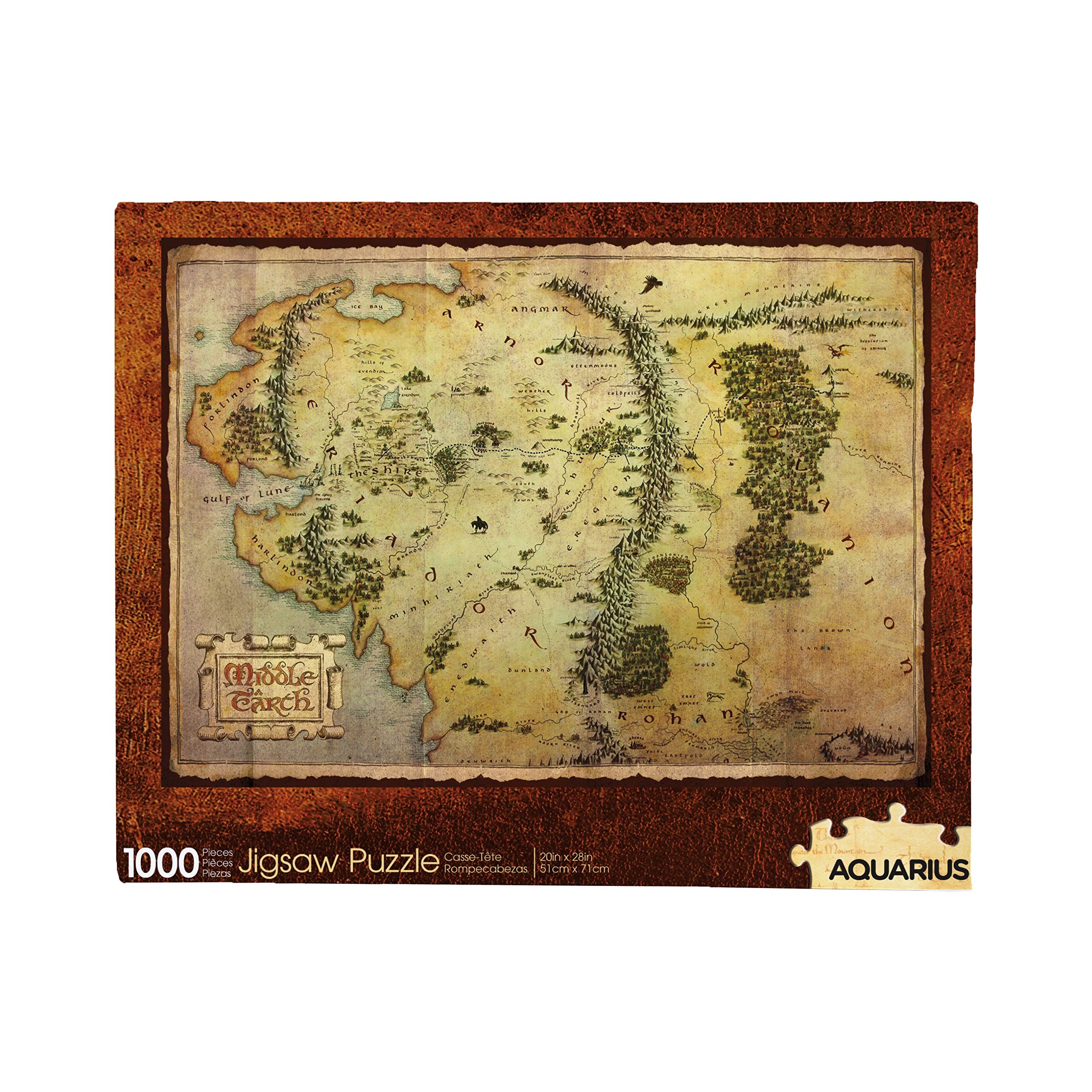 Aquarius Hobbit Map Puzzle cover shows detailed Middle-earth map for immersive puzzling sessions