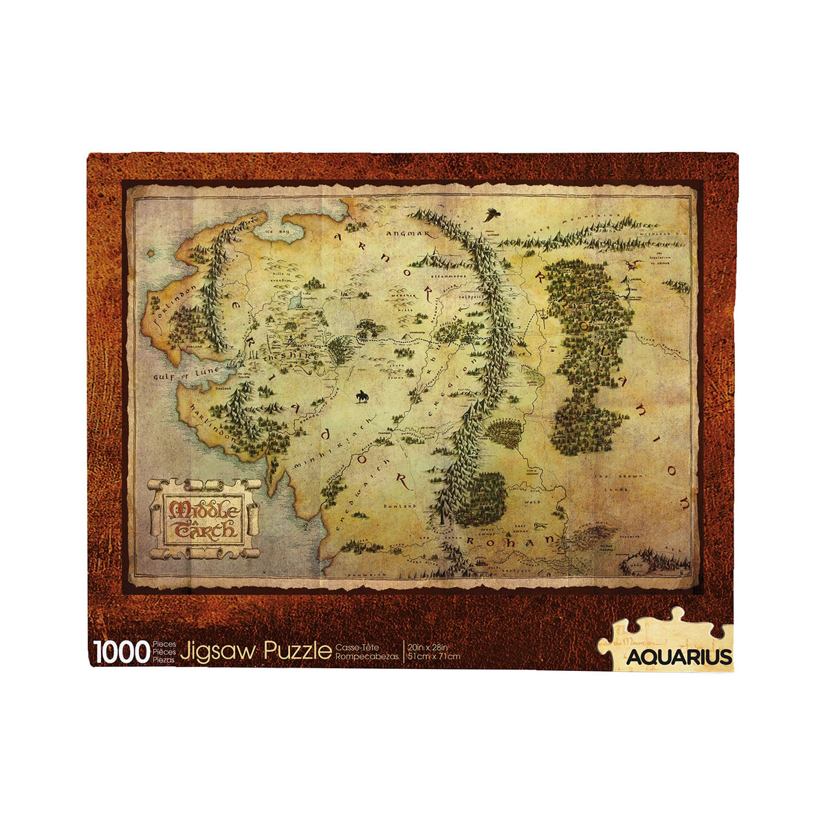 Aquarius Hobbit Map Puzzle cover shows detailed Middle-earth map for immersive puzzling sessions