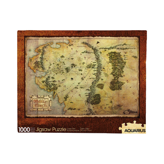 Aquarius Hobbit Map Puzzle cover shows detailed Middle-earth map for immersive puzzling sessions