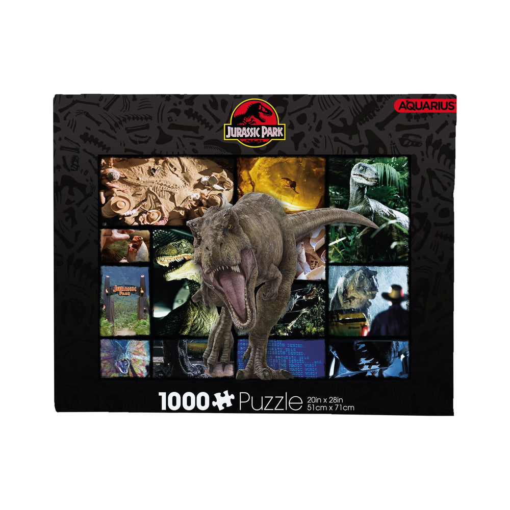 AQUARIUS Jurassic World collage puzzle 1000-piece image for family puzzle night