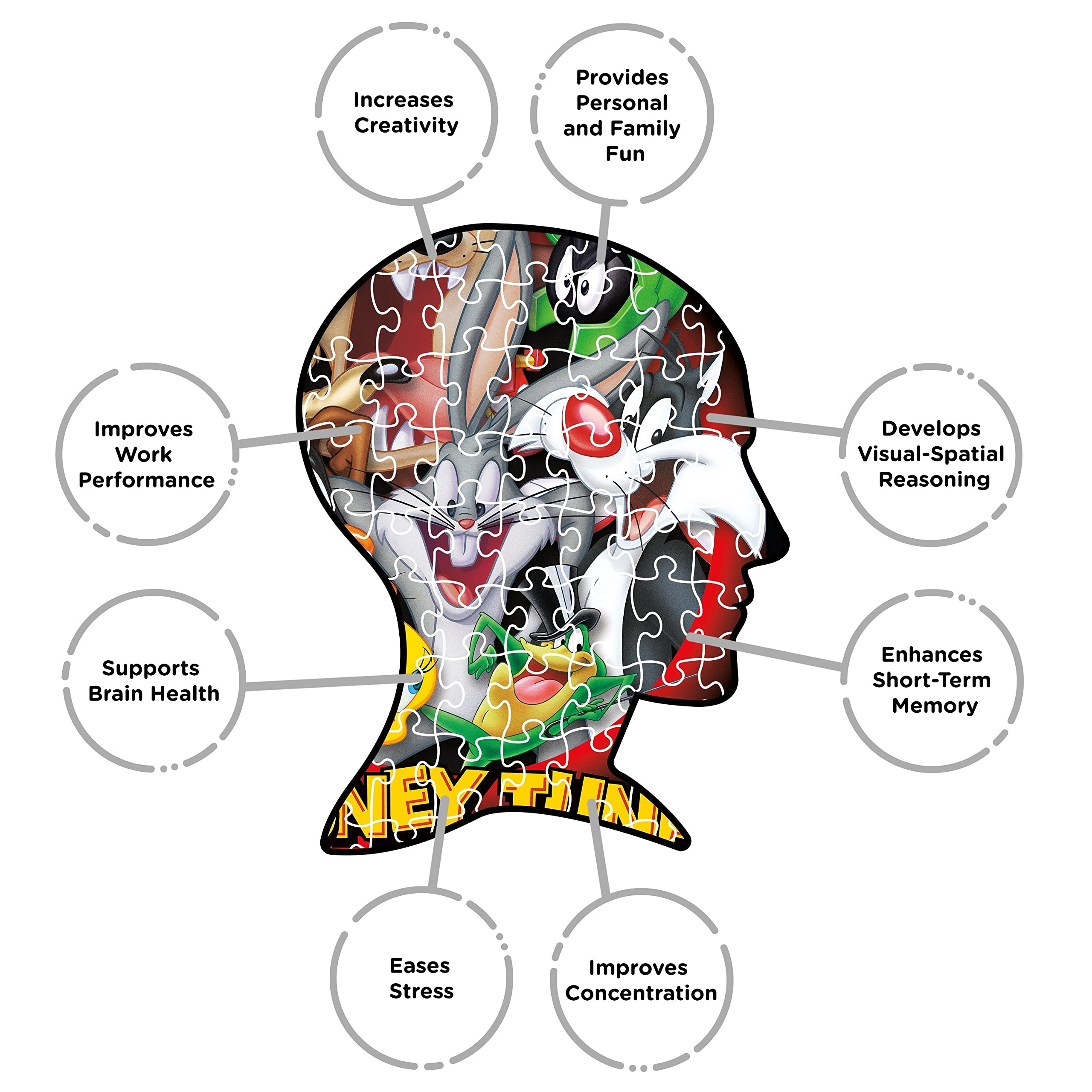 AQUARIUS Looney Tunes puzzle featuring Bugs Bunny and Daffy Duck portrait