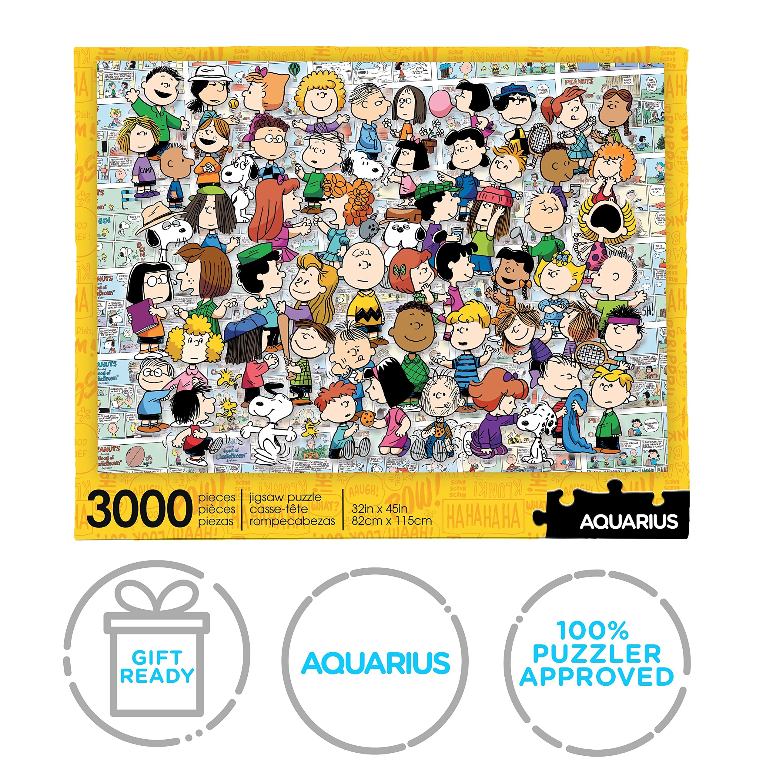 AQUARIUS Peanuts cast puzzle official license badge confirms authentic Peanuts artwork