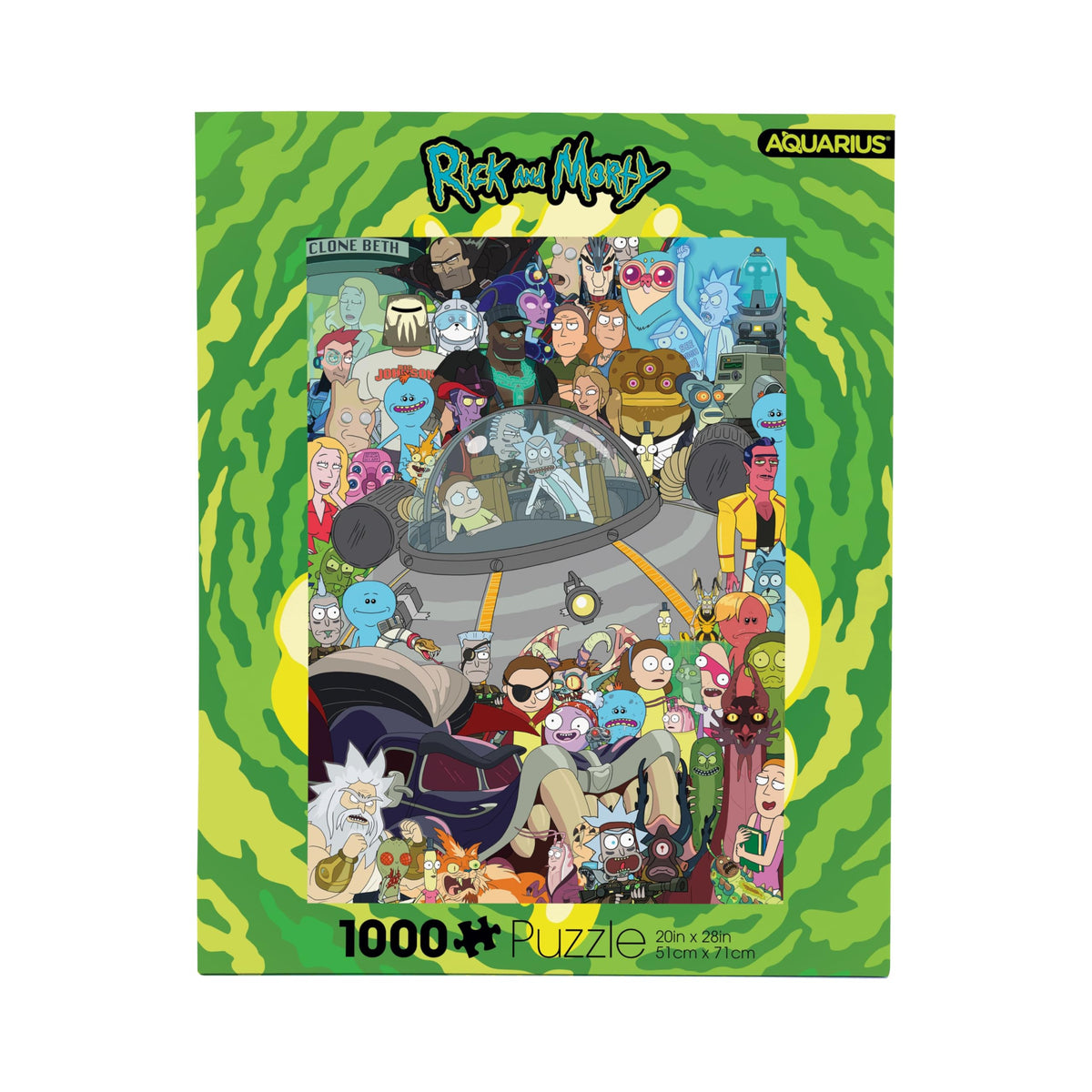 AQUARIUS Rick and Morty puzzle artwork, 1000 pieces for family game night.