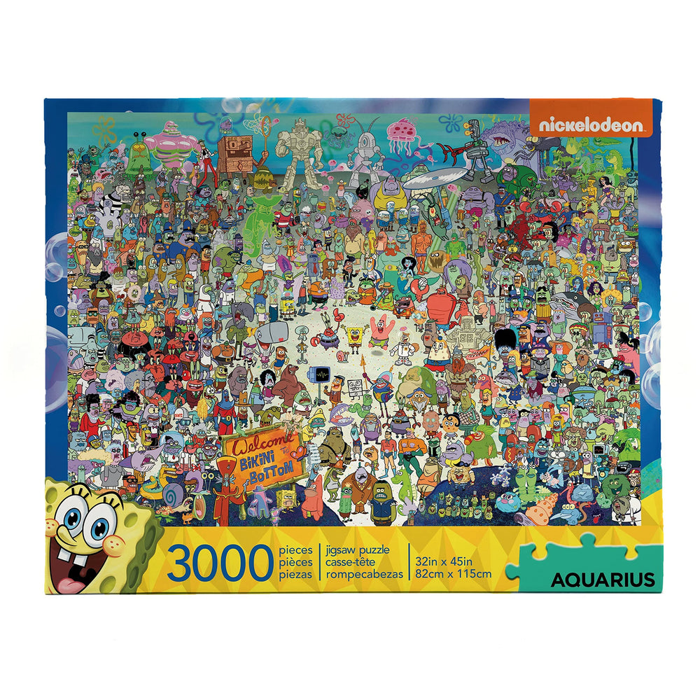 AQUIARIUS SpongeBob puzzle bikini bottom scene—vibrant, 3000-piece challenge for fans.