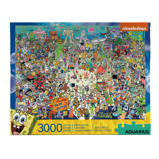 AQUIARIUS SpongeBob puzzle bikini bottom scene—vibrant, 3000-piece challenge for fans.