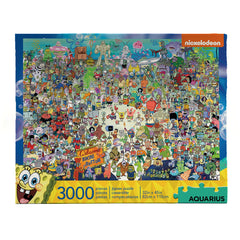 AQUIARIUS SpongeBob puzzle bikini bottom scene—vibrant, 3000-piece challenge for fans.