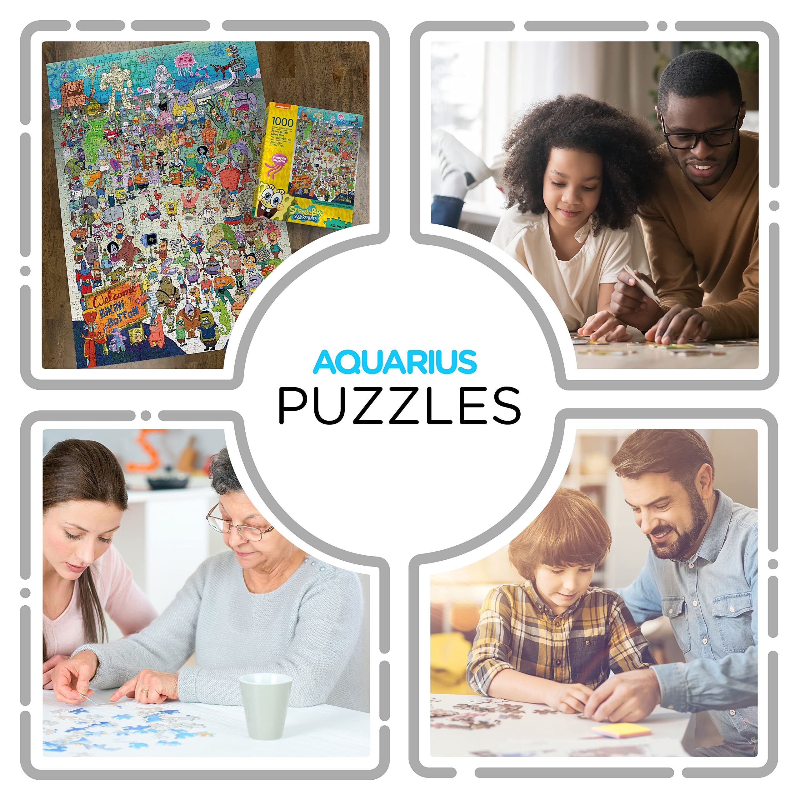 AQUARIUS SpongeBob puzzle dense pieces image emphasizes precision-fit and reduced misalignment during assembly.