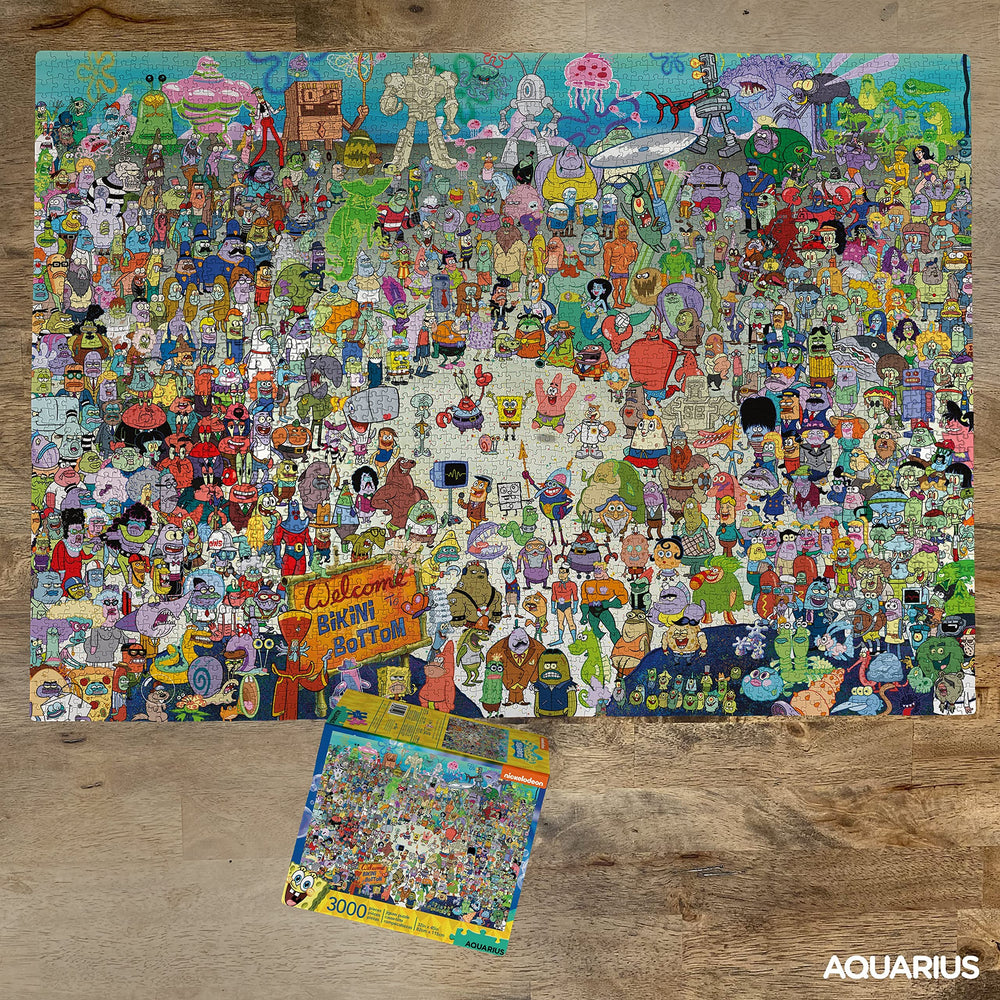 AQUARIUS SpongeBob puzzle glare-free paper—reduces reflections for longer puzzling sessions.