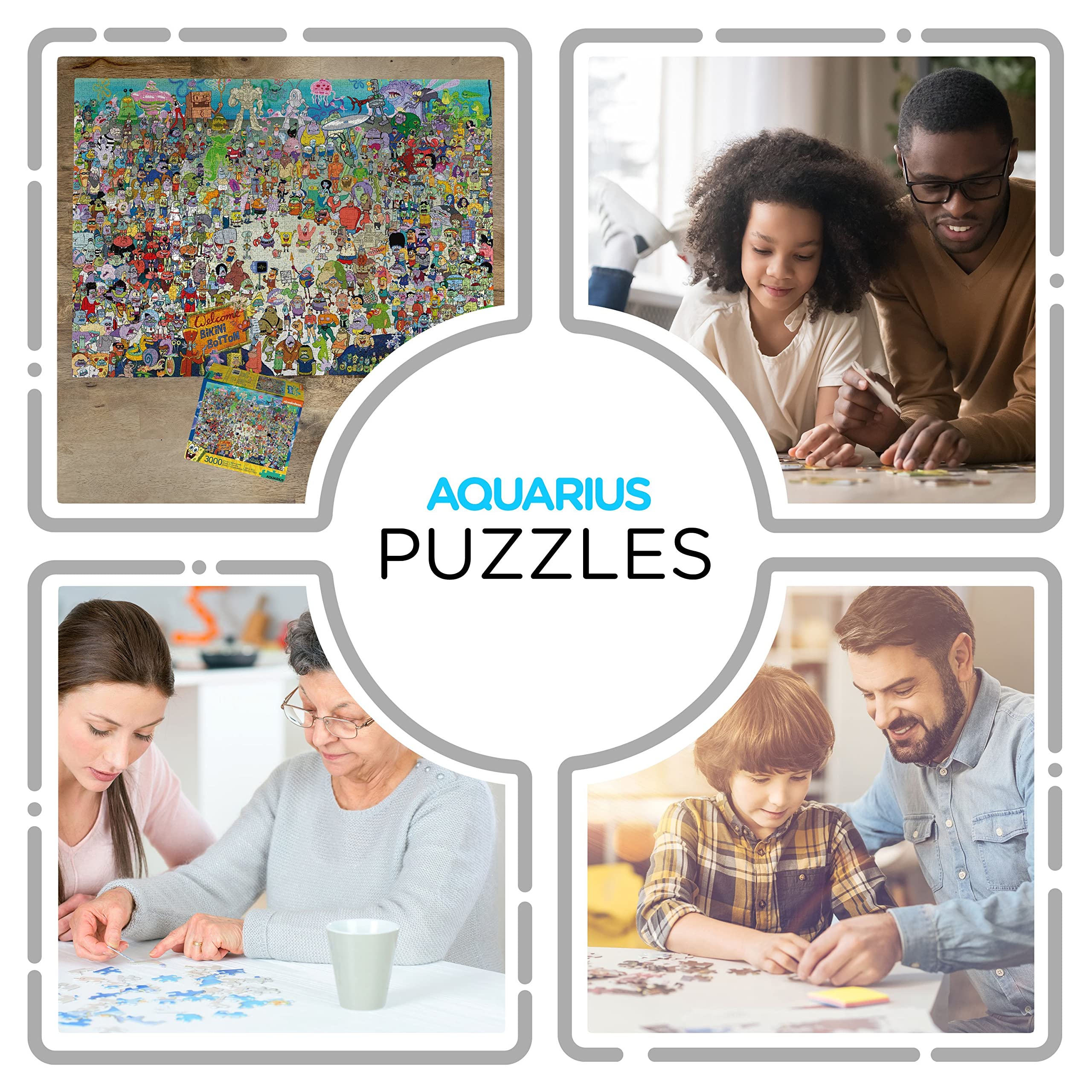 AQUARIUS SpongeBob puzzle precision-cut pieces—ensures a snug, satisfying fit.