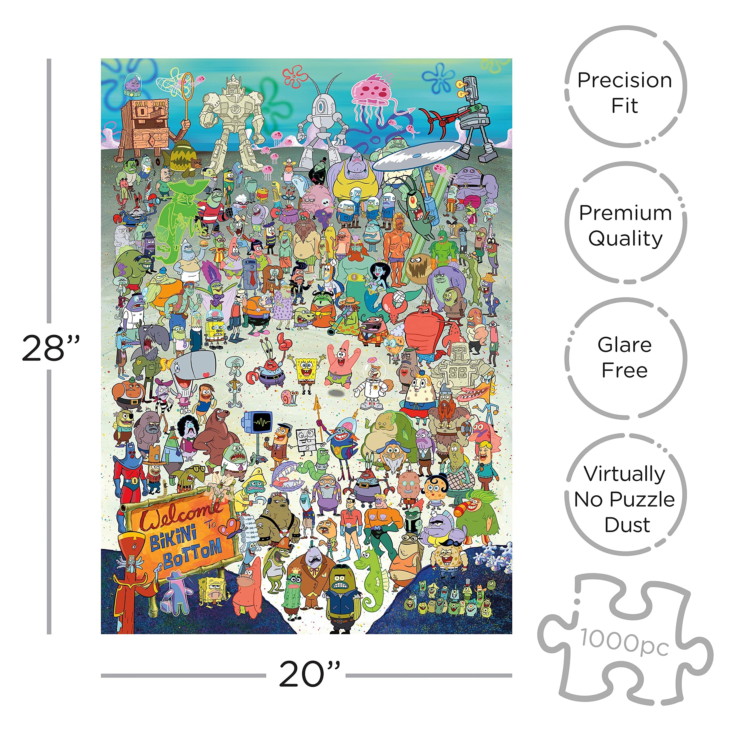 AQUARIUS SpongeBob puzzle underwater characters display colorful cast for kids and adults.