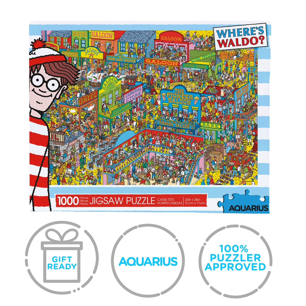 Aquarius Where's Waldo Wild West licensed puzzle, collectible piece for display after completion