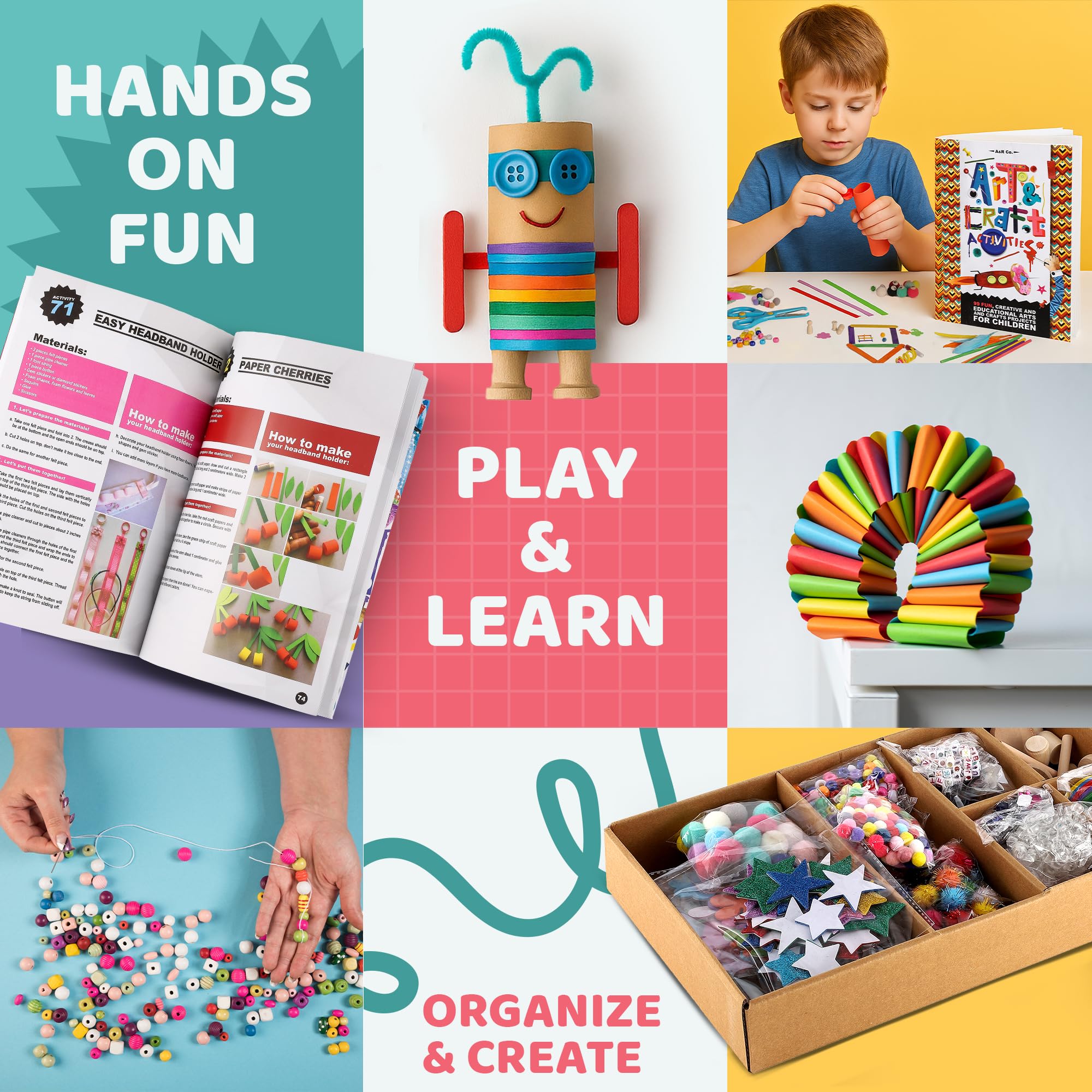 A&R CO. 3000+ craft pieces displayed for creative projects.