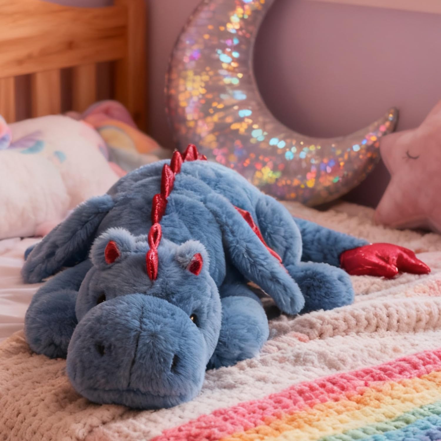 ARELUX 3D embroidered dragon face detail for durable, playful charm.