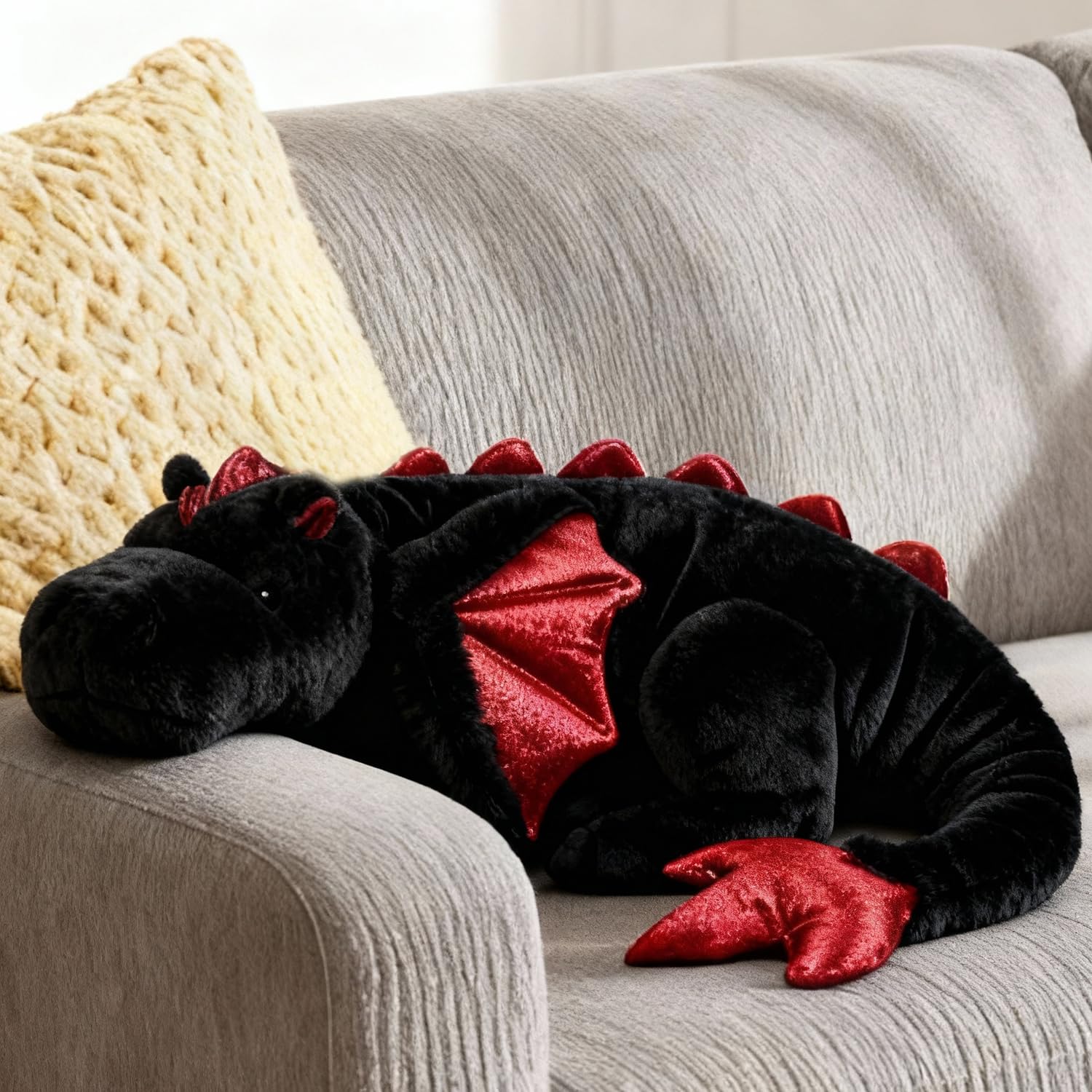 ARELUX hypoallergenic dragon plush fabric safe for kids and adults.