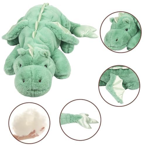 ARELUX dragon plush in a bedroom demonstrates versatile pillow and support use.