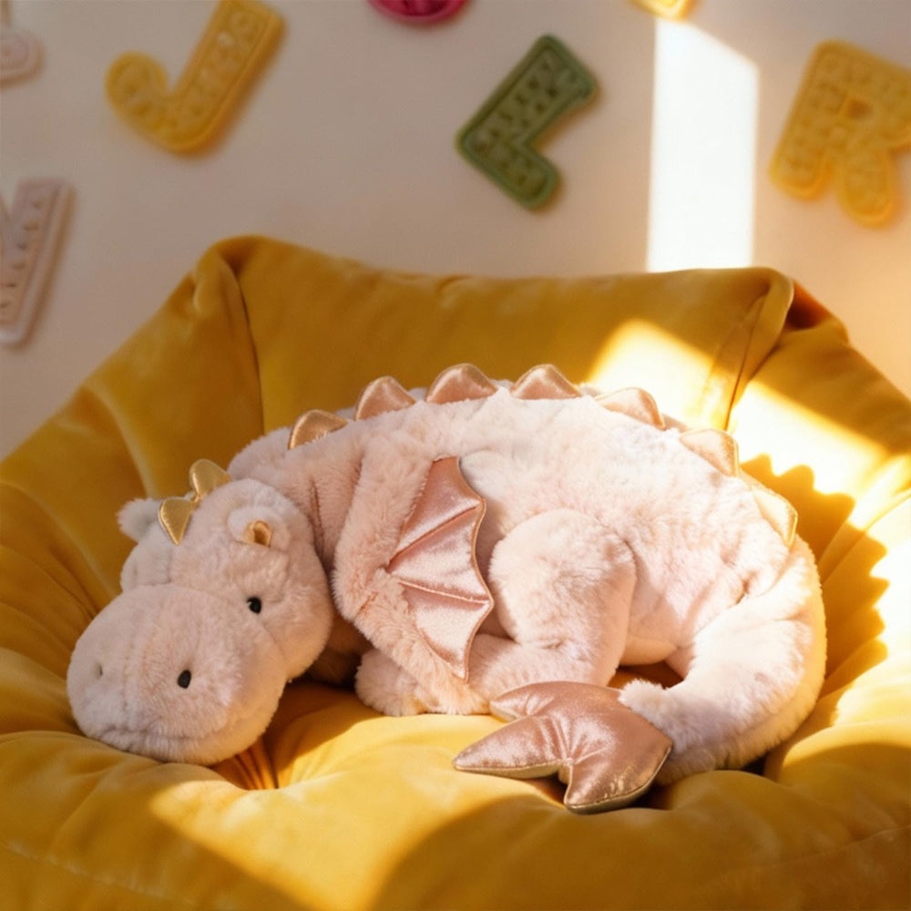 ARELUX large pink dragon plush full body shot emphasizes oversized 36-inch size.