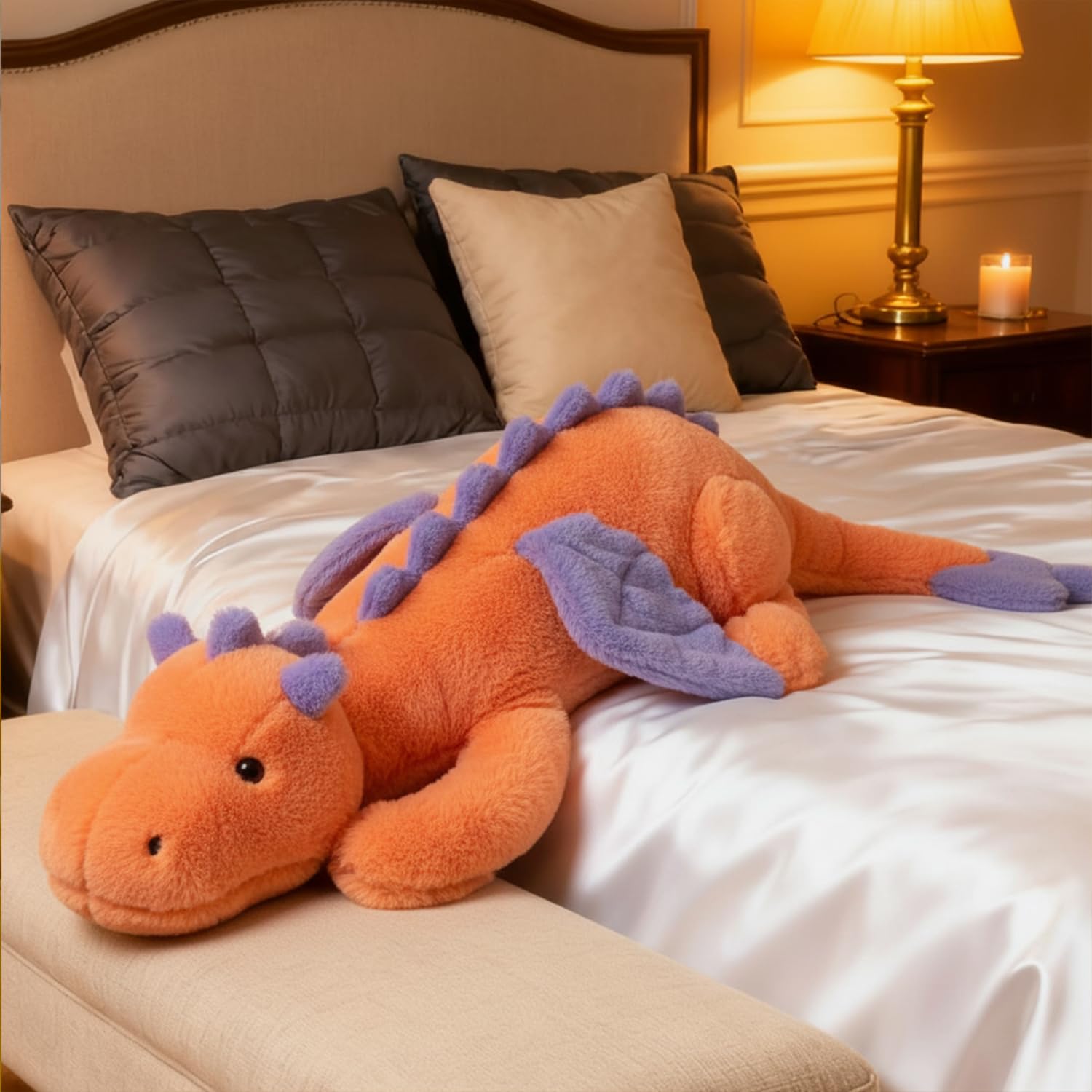 ARELUX orange dragon pillow 36in, ideal as a decorative sofa companion.