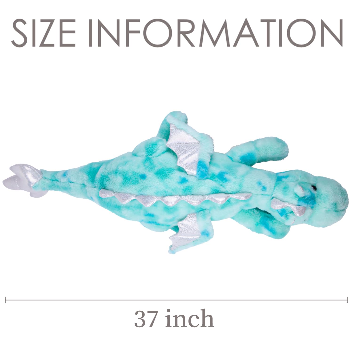 ARELUX Teal dragon plush comes in ready-to-gift packaging.