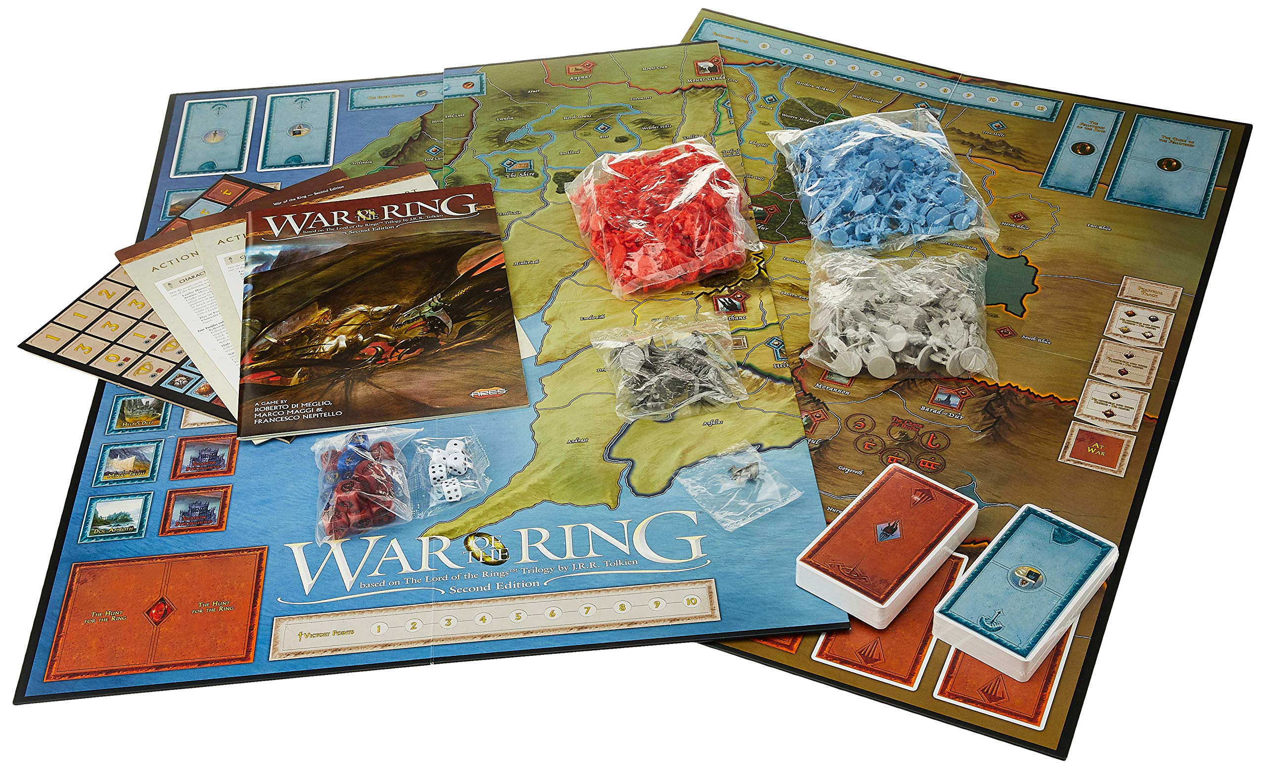 Ares Games War of the Ring 2nd Edition cards and counters ready for gameplay.
