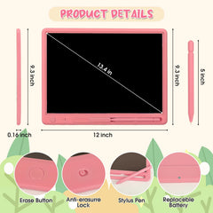 Kids drawing on pink tablet shows easy grip and safe, non-toxic materials.