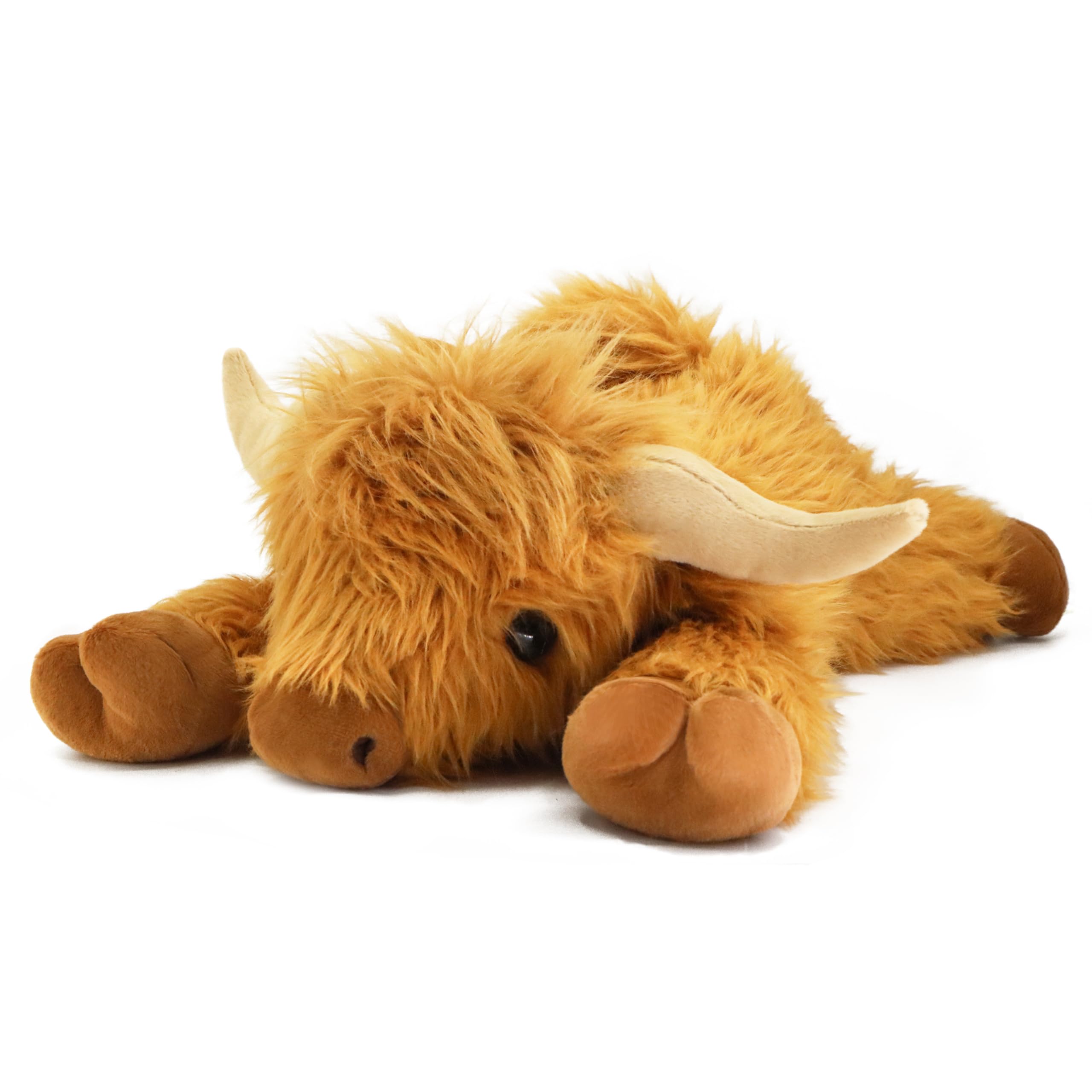 ARING PLUSH Highland Cow plush front view with fluffy fur for cozy hugs